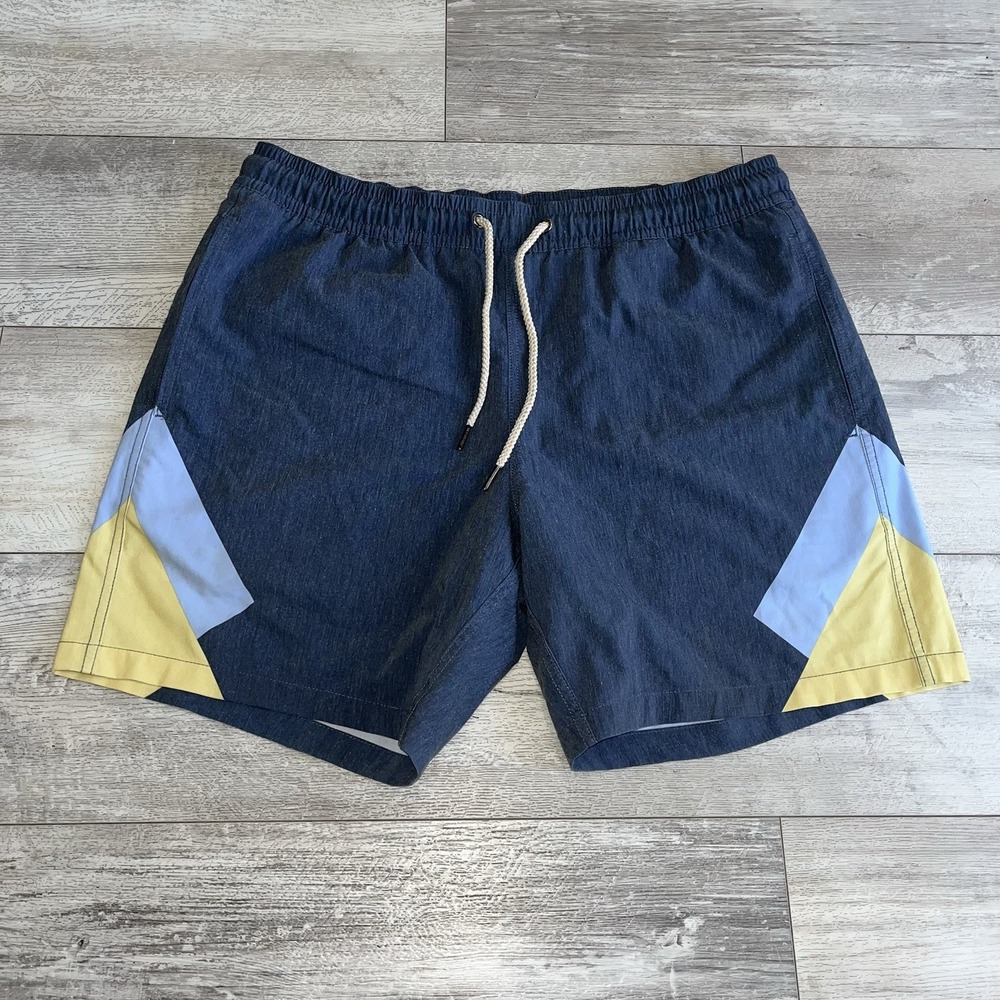 Fair Harbor Blue and Yellow Swim Trunks